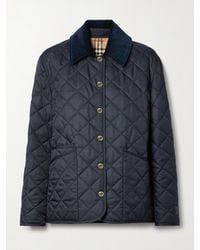 Burberry - Corduroy Collar Diamond Quilted Jacket - Lyst
