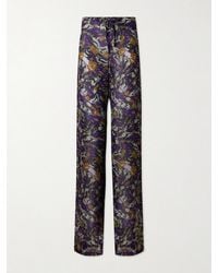 Dries Van Noten - Printed Georgette Straight-Leg Pants - Lyst