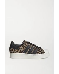 adidas originals superstar trainers with leopard print trim