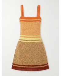 Escvdo - Plumar Striped Crocheted Cotton Mini Dress - Lyst