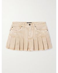 Balenciaga - Pleated Denim Mini Skirt - Lyst