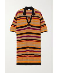 Dries Van Noten Striped Mesh Polo Shirt - Orange