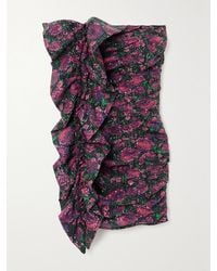 ROTATE BIRGER CHRISTENSEN - Layla Strapless Ruffled Sequined Floral-Print Recyled-Mesh Mini Dress - Lyst
