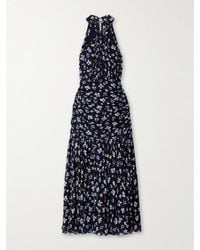Veronica Beard - Brock Ruched Floral-Print Silk Crepe De Chine Midi Dress - Lyst