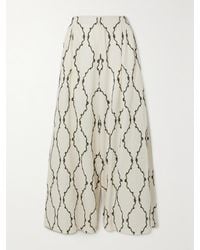 Agua Bendita - Net Sustain Marea Colado Hose Mit Weitem Bein Aus Besticktem Leinen - Lyst