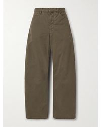 Nili Lotan - Tribeca Brushed Cotton-Blend Twill Barrel-Leg Pants - Lyst
