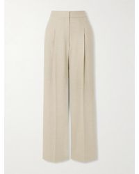 Loulou de Saison - Juno Pleated Wool-Blend Wide-Leg Pants - Lyst