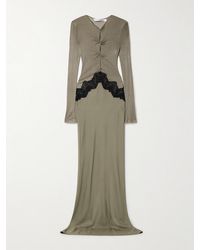 Christopher Esber - Robe Aus Rippstrick Und Crêpe Mit Spitzeneinsatz, Twist-Details Und Cut-Outs - Lyst