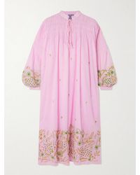 Thierry Colson - Guise Tasseled Pintucked Embroidered Cotton-Voile Midi Dress - Lyst