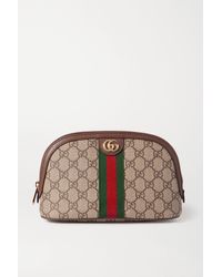 Gucci Leather-trimmed Printed Coated-canvas Cosmetics Case - Brown
