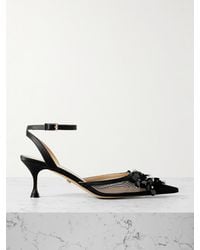 Mach & Mach - Satin-Trimmed Embellished Mesh Pumps - Lyst