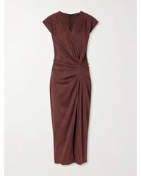 Proenza Schouler - Bettina Gathered Linen-Blend Midi Dress - Lyst
