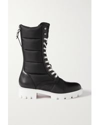 Christian Louboutin Cate Chain-Trimmed Leather Riding Boots in Black