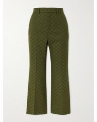 Gucci - Cropped Cotton-Blend Canvas-Jacquard Flared Pants - Lyst