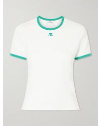 Courreges - Logo-Embroidered Cotton-Jersey T-Shirt - Lyst