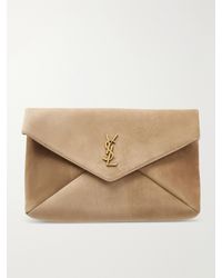 Saint Laurent - Cassandre Suede Clutch - Lyst