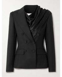 Nina Ricci - Double-Breasted Draped Satin-Trimmed Wool Blazer - Lyst