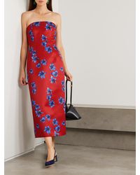 Emilia Wickstead Ragna Rose-print Taffeta-faille Dress in Yellow | Lyst