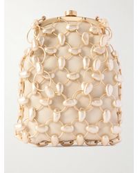 Cult Gaia - Brielle Clutch Aus Leder Und Goldfarbenem Metall Mit Kunstperlen - Lyst