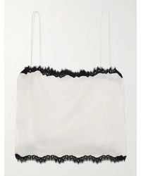 Doen - Loure Lace-Trimmed Silk-Satin Top - Lyst