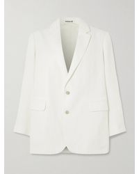 AURALEE - Oversized Wool, Cotton And Linen-Blend Oxford Blazer - Lyst