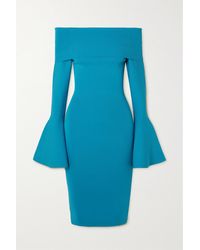 Solace London Mori Schulterfreies Kleid Aus Rippstrick - Blau