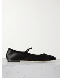 Aeyde - Uma Suede-Trimmed Satin Mary Jane Ballet Flats - Lyst