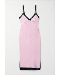 T By Alexander Wang Lace-trimmed Stretch-jersey Midi Dress - Pink