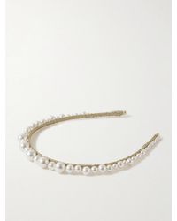Jennifer Behr - Belladonna Pearl-Embellished Metallic Knitted Headband - Lyst