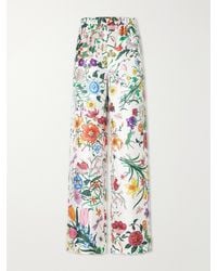 Gucci - Floral-Print Silk-Twill Pants - Lyst