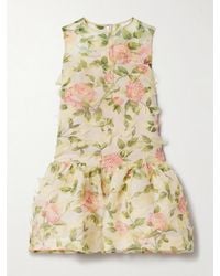 Oscar de la Renta - Tiered Floral-Print Silk-Blend Georgette Mini Dress - Lyst