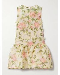 Oscar de la Renta - Tiered Floral-Print Silk-Blend Georgette Mini Dress - Lyst