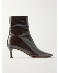 Bottega Veneta - Sofia Glossed-Leather Ankle Boots - Lyst
