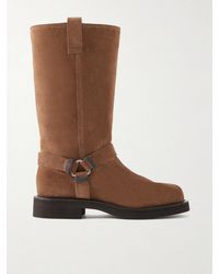 Brunello Cucinelli - Bead-Embellished Suede Biker Boots - Lyst