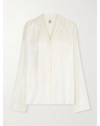 TOTEME - Embroidered Silk-Satin Shirt - Lyst