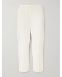 Theory - Treeca Cropped Plissé-Crepe Straight-Leg Pants - Lyst