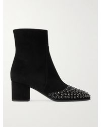 Alaïa - Verzierte Ankle Boots Aus Veloursleder - Lyst