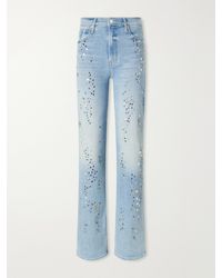 Mother - The Kick It Embellished High-Rise Straight-Leg Jeans - Lyst