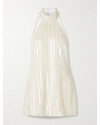 retroféte - Yaeko Neckholder-Minikleid Aus Crêpe Mit Verzierungen - Lyst