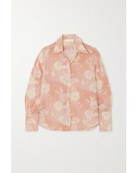 Chloé Bluse Aus Crêpe De Chine Aus Seide Mit Blumenprint - Pink