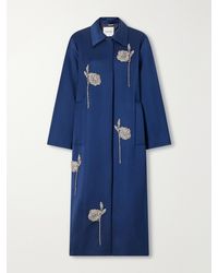Erdem - Floral-Embroidered Satin Coat - Lyst