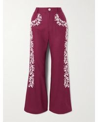 Alix Of Bohemia - Bunny Canyon Embroidered Silk Flared Pants - Lyst