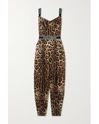 Dolce & Gabbana Diva Leopard-print Silk-blend Jumpsuit - Brown