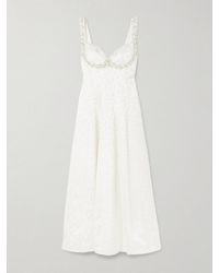 Jonathan Simkhai - Charlotte Embellished Pleated Satin-Jacquard Midi Dress - Lyst