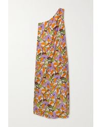 La DoubleJ - Roy One-shoulder Floral-print Silk-twill Maxi Dress - Lyst