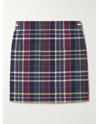 Thom Browne - Checked Grosgrain-Trimmed Wool-Twill Mini Skirt - Lyst