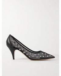 KHAITE - River Iconic Leather-Trimmed Crystal-Embellished Mesh Pumps - Lyst
