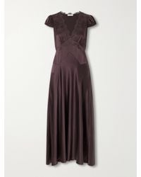 Doen - Coraline Lace-Trimmed Silk-Satin Midi Dress - Lyst