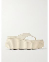 Chloé - Nama Leather Platform Flip Flops - Lyst