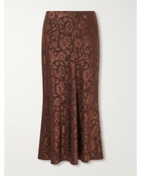 Veronica Beard - Clover Floral-Jacquard Silk-Blend Satin Midi Skirt - Lyst